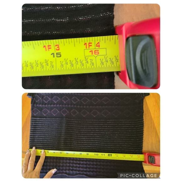 Just Taylor Black Knit‎ Sweater Dress Sz Large Fur Gold Striped Black Sheath - Picture 10 of 12